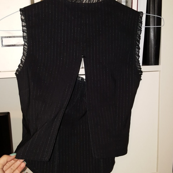 Pinstripe corset top Goth Steampunk Boss M - Picture 2 of 3